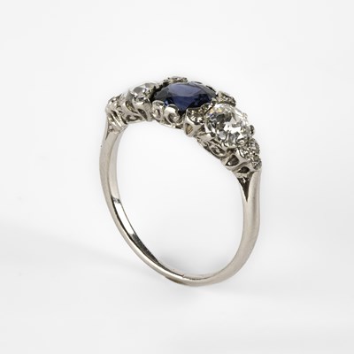 Lot An 18ct gold, platinum, sapphire and diamond ring