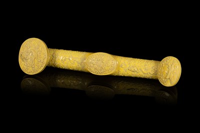 Lot 231 - A Chinese yellow glaze ruyi sceptre