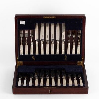 Lot 99 - Twelve pairs of silver dessert knives and forks