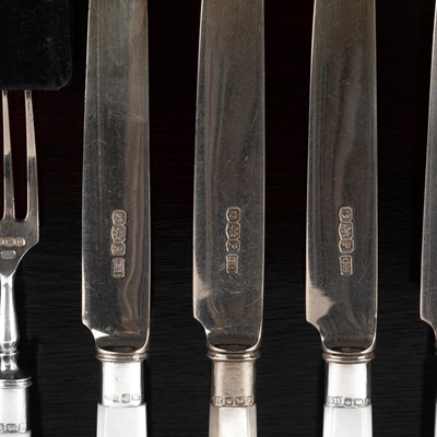Lot 99 - Twelve pairs of silver dessert knives and forks