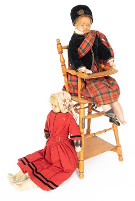 Lot 797 - Two Victorian wax head dolls