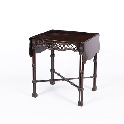 Lot 755 - A Chinese Chippendale style mahogany two-flap table