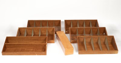 Lot 71 - Six oak veneered open shop display trays