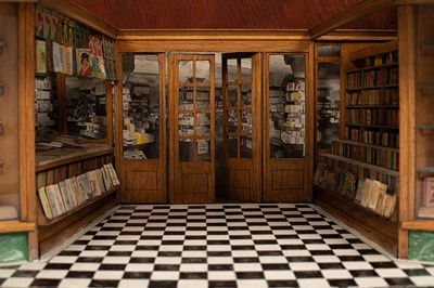 Lot 30 - A late 19th Century oak and painted model of a W. H. Smith high street store