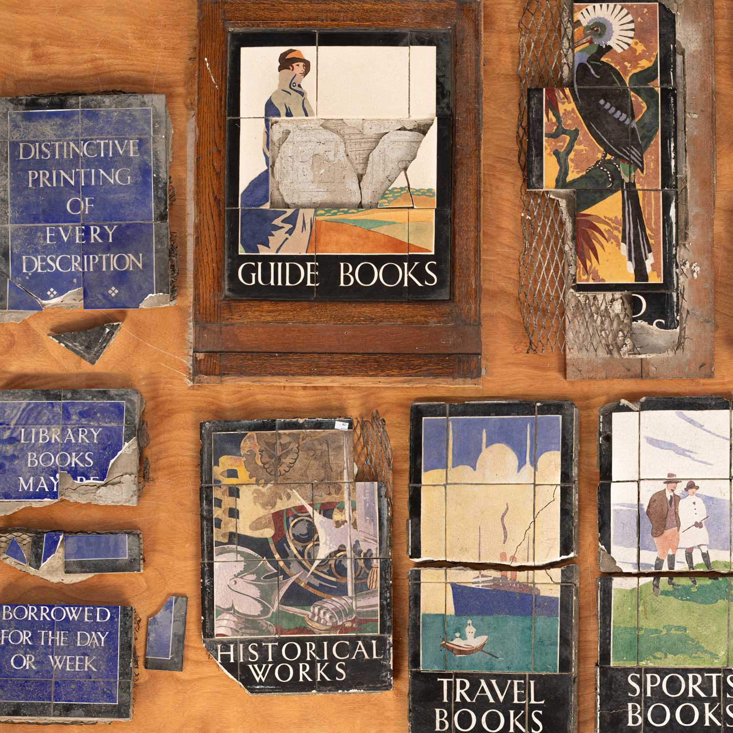 Lot 43 - Various complete, partially complete and fragmentary tiled display signs