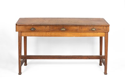 Lot 40 - A large oak and pine newspaper sorting desk
