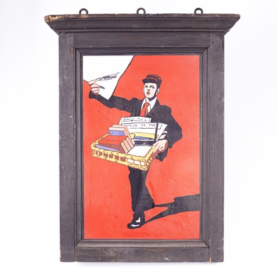 Lot 55 - A double sided enamelled metal W. H. Smith sign of 'The Newsboy'
