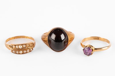 Lot 275 - Three 15ct yellow gold gem set rings