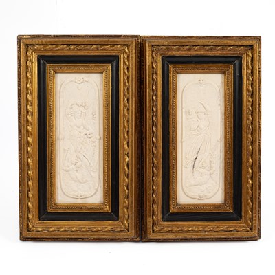 Lot 890 - A pair of Art Nouveau plaster reliefs