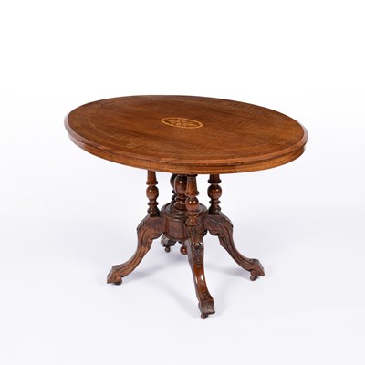 Lot 746 - A Victorian mahogany oval inlaid breakfast table