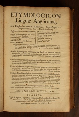 Lot 578 - Skinner (Stephen) Etymologicon Linguae Anglicanae