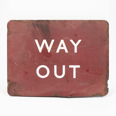 Lot 327 - An enamel railway sign 'Way Out'