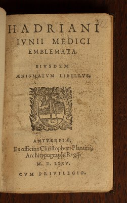 Lot 427 - Junius (Hadrianus) [Adriaen de Jonghe] Hadriani Iunii Medici Emblemata