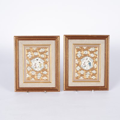 Lot 264 - A pair of Chinese embroidered pictures