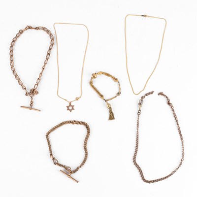 Lot 77 - Three gold plated watch chains