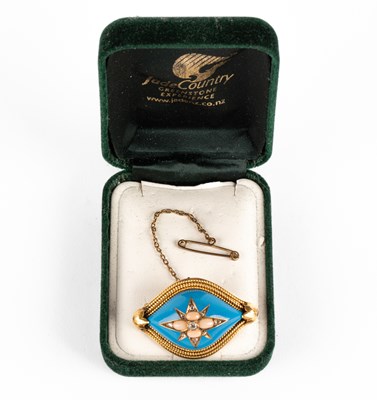 Lot 79 - A Victorian coral, diamond and enamel brooch