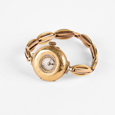 Lot 146 - A lady's 18k gold cased half-hunter pocket watch