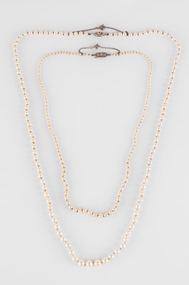 Lot 350 - Two graduated pearl necklaces