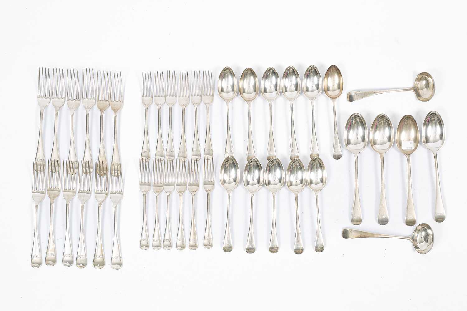 Lot 112 - A matched set of Old English pattern silver flatware