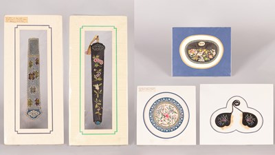 Lot 278 - Two Chinese embroidered fan cases or sheaths