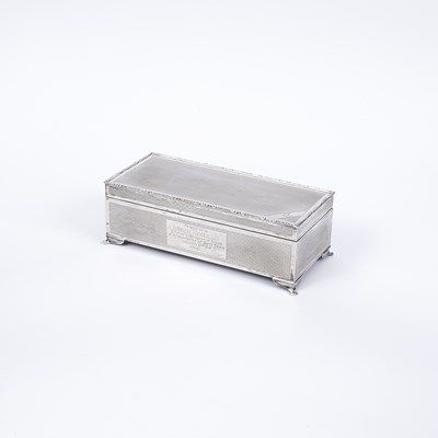 Lot 35 - A silver presentation cigarette box