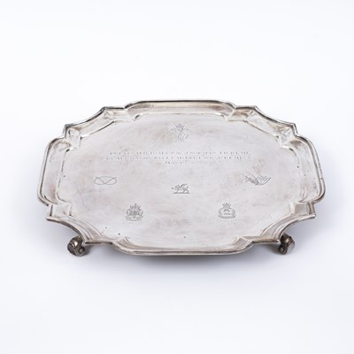 Lot 36 - A silver salver of Regimental interest