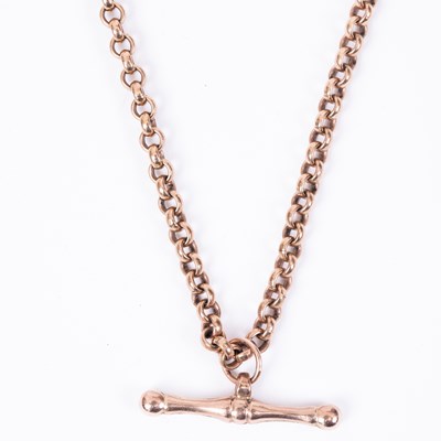 Lot 110 - A 9k rose gold watch chain