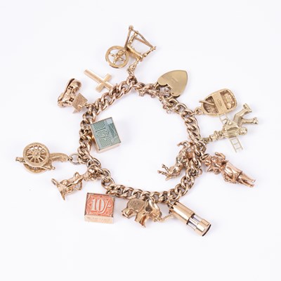 Lot 116 - A 9ct gold curb link charm bracelet