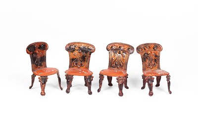 Lot 431 - A set of four Evans & Cartwright dolls' house hall chairs
