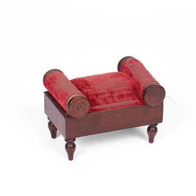 Lot 435 - An unusual mahogany box and cover in the form of a miniature or dolls' house stool