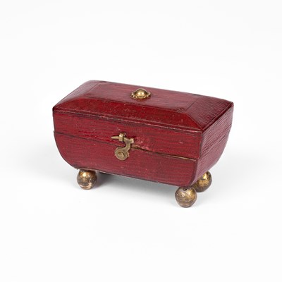 Lot 438 - A red Morocco dolls' house needle case