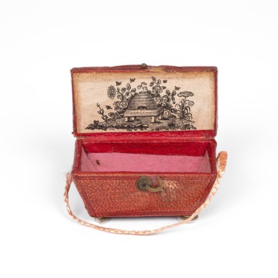 Lot 439 - A red Morocco dolls' house needle case