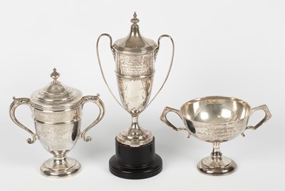 Lot 17 - Three twin-handled silver trophy cups