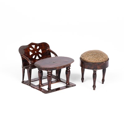 Lot 455 - A Rock & Graner dolls' house children's desk and a stool
