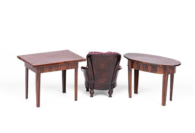 Lot 456 - A Rock & Graner dolls' house armchair and two tables