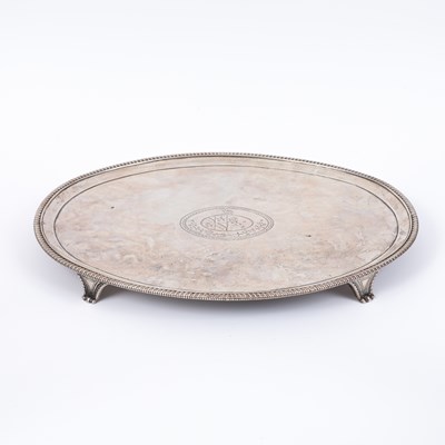 Lot 9 - A George III oval silver salver