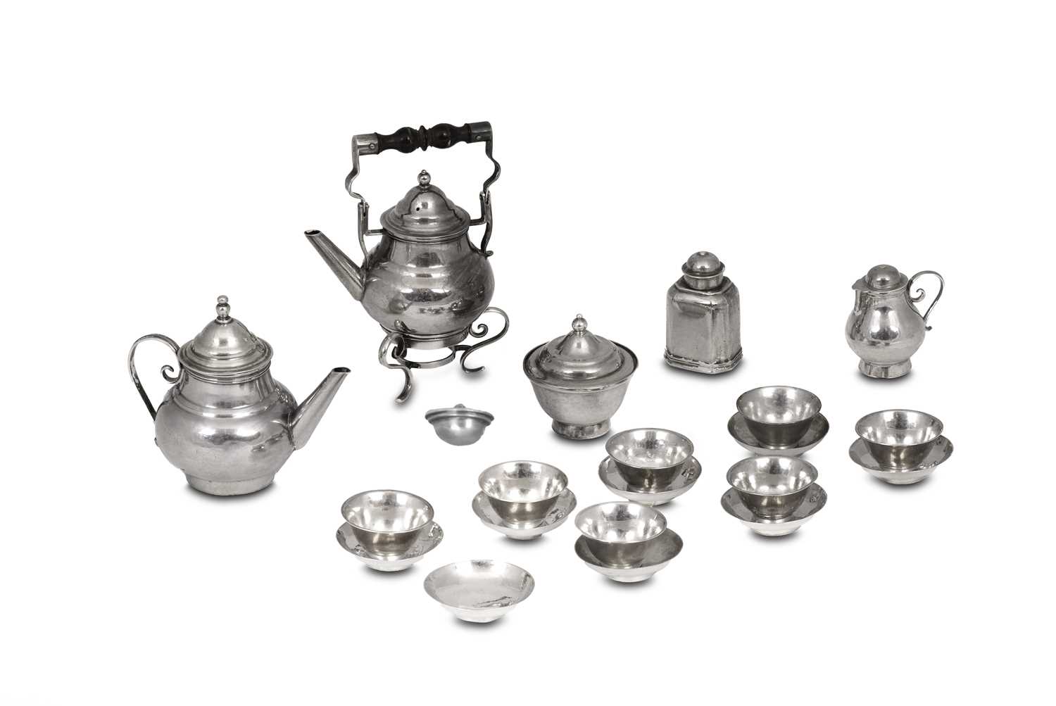 Lot 406 - A matched 18th Century miniature silver tea service