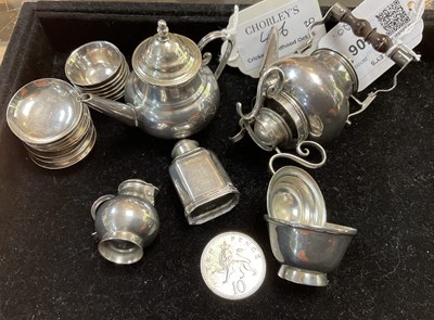 Lot 406 - A matched 18th Century miniature silver tea service