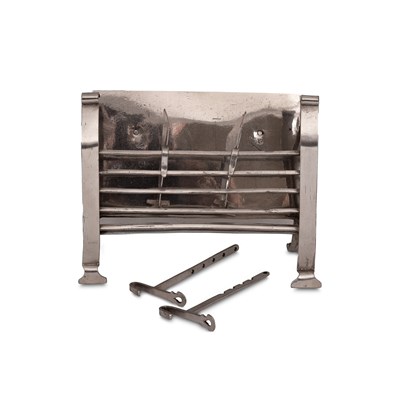 Lot 408 - An early Georgian miniature silver fire basket and accessories