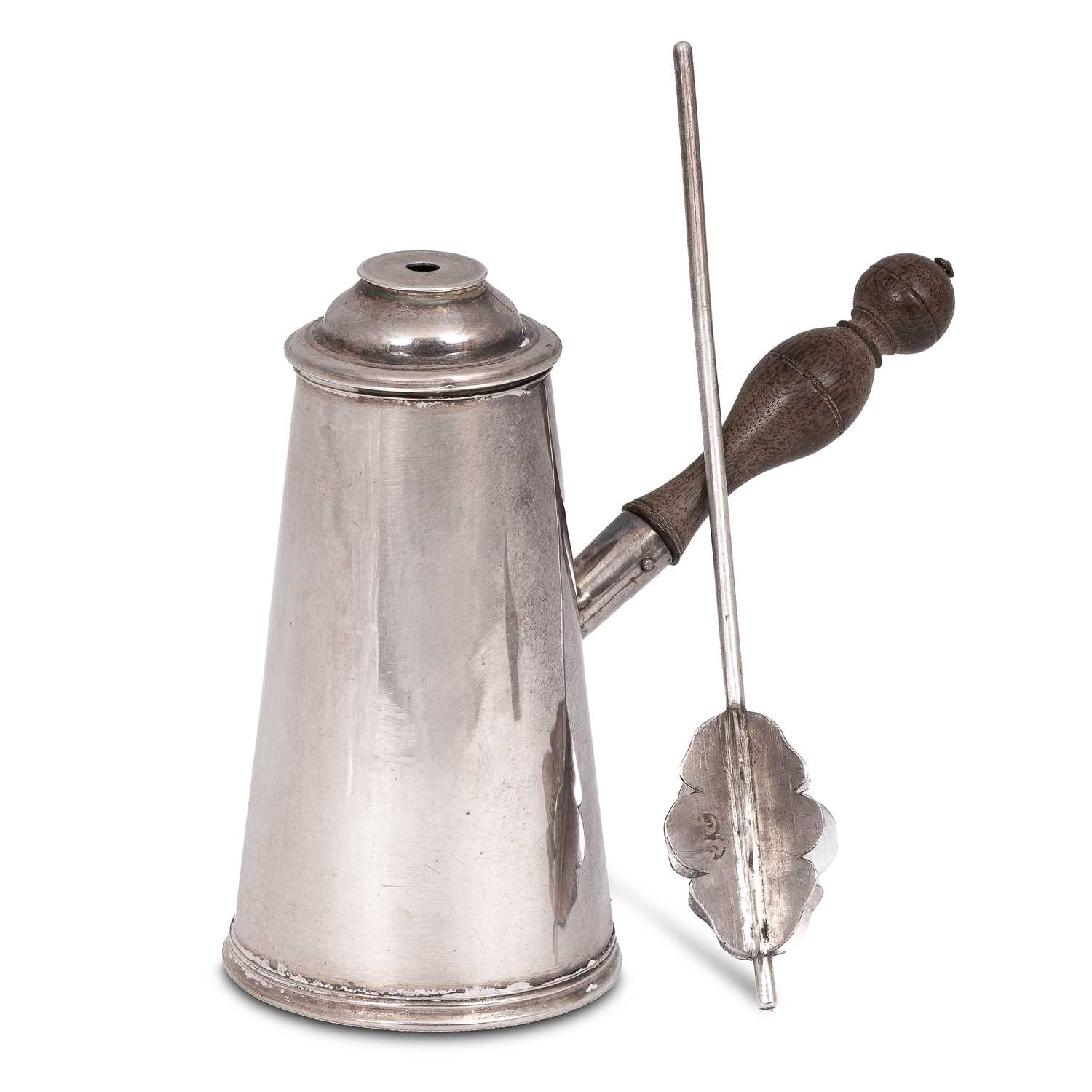 Lot 413 - An early Georgian miniature silver chocolate pot