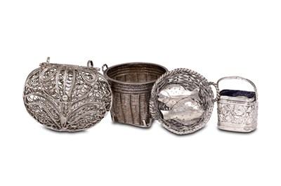 Lot 421 - A miniature silver basket containing two fish