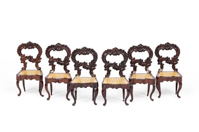 Lot 461 - A rare set of six Rock & Graner dolls' house dining chairs