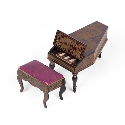 Lot 466 - A rare Walterhausen dolls' house grand piano and duet stool
