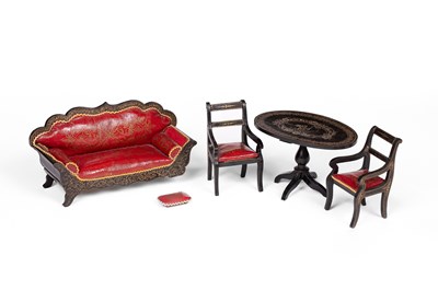 Lot 467 - An early Kestner dolls' house part drawing room suite