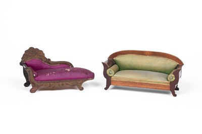 Lot 470 - A Walterhausen dolls' house sofa and a chaise longue