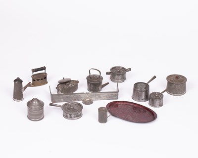 Lot 478 - A group of tinplate dolls' house kitchen equipment