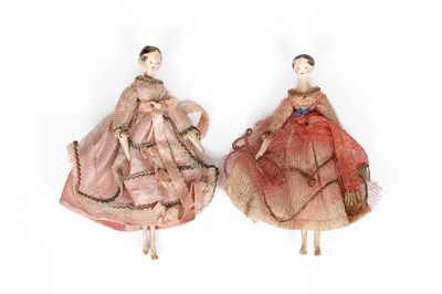 Lot 484 - A rare pair of Grodnertal dolls
