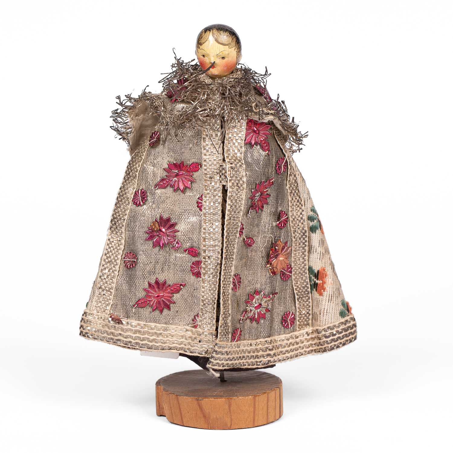 Lot 509 - An unusual Oberammergau or Grodnertal wooden dolls' house doll
