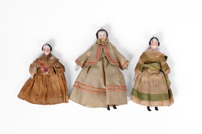 Lot 523 - Three German dolls' house dolls