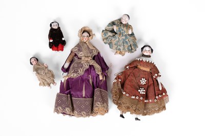 Lot 524 - Five German dolls' house dolls